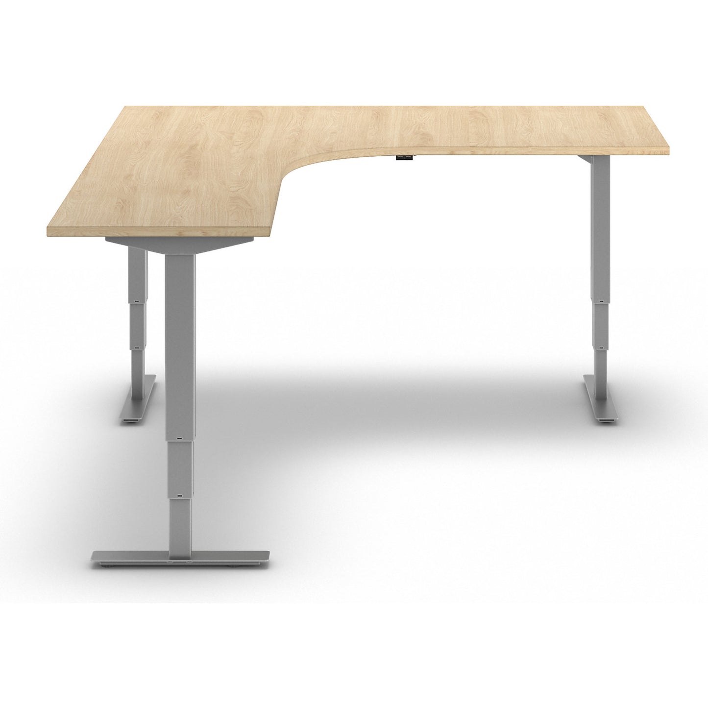 Atlanta desk, electrically height adjustable, L-shaped, WxD 1800 x 2000 mm, oak/silver, right.