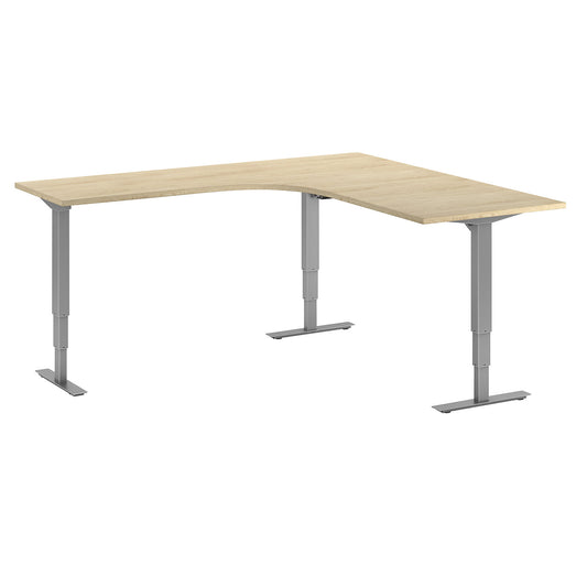 Atlanta desk, electrically height adjustable, L-shaped, WxD 1800 x 2000 mm, oak/silver, right.