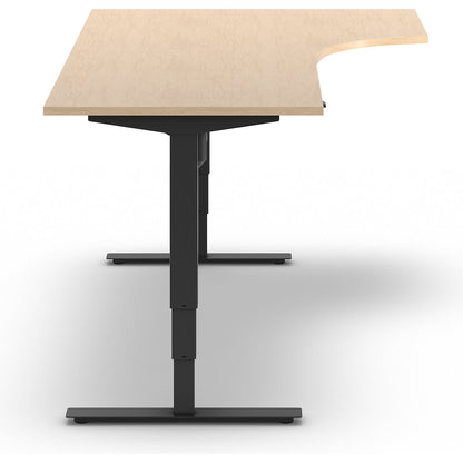 Atlanta desk, electrically height adjustable, corner, WxD 1800 x 1200 mm, birch/black, right.