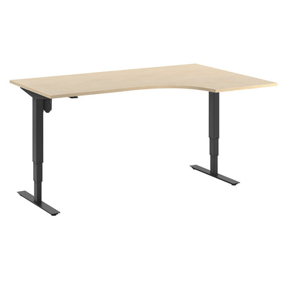 Atlanta desk, electrically height adjustable, corner, WxD 1800 x 1200 mm, birch/black, right.