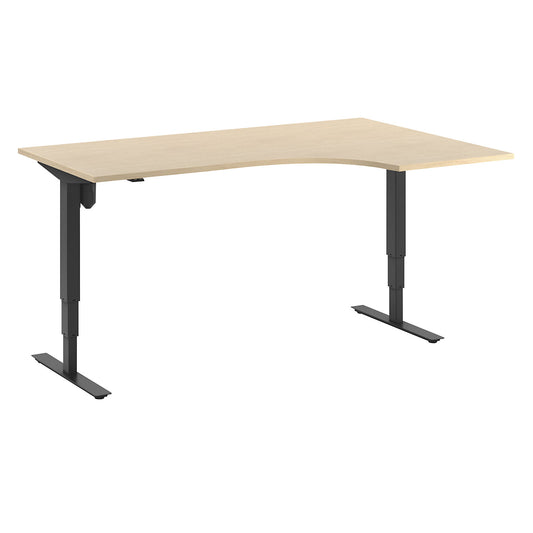 Atlanta desk, electrically height adjustable, corner, WxD 1800 x 1200 mm, birch/black, right.