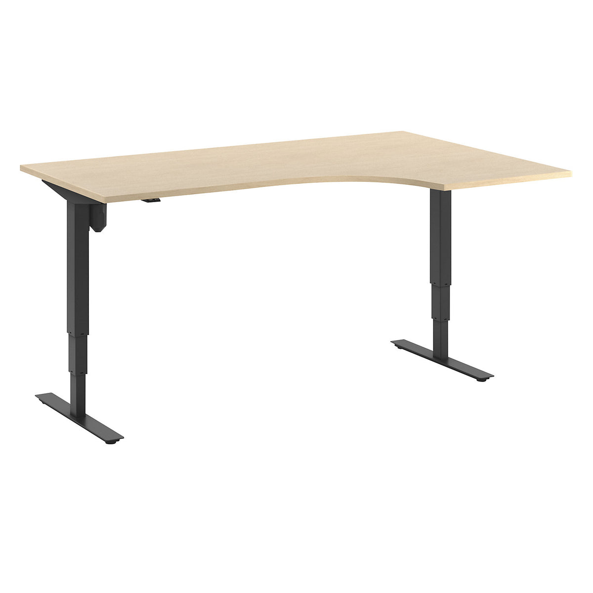 Atlanta desk, electrically height adjustable, corner, WxD 1800 x 1200 mm, birch/black, right.