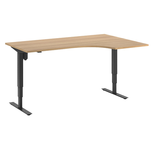 Atlanta desk, electrically height adjustable, corner, WxD 1800 x 1200 mm, beech/black, right.