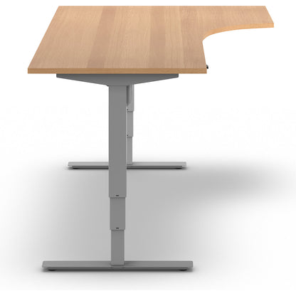 Atlanta desk, electrically height adjustable, corner, WxD 1800 x 1200 mm, beech/silver, right.