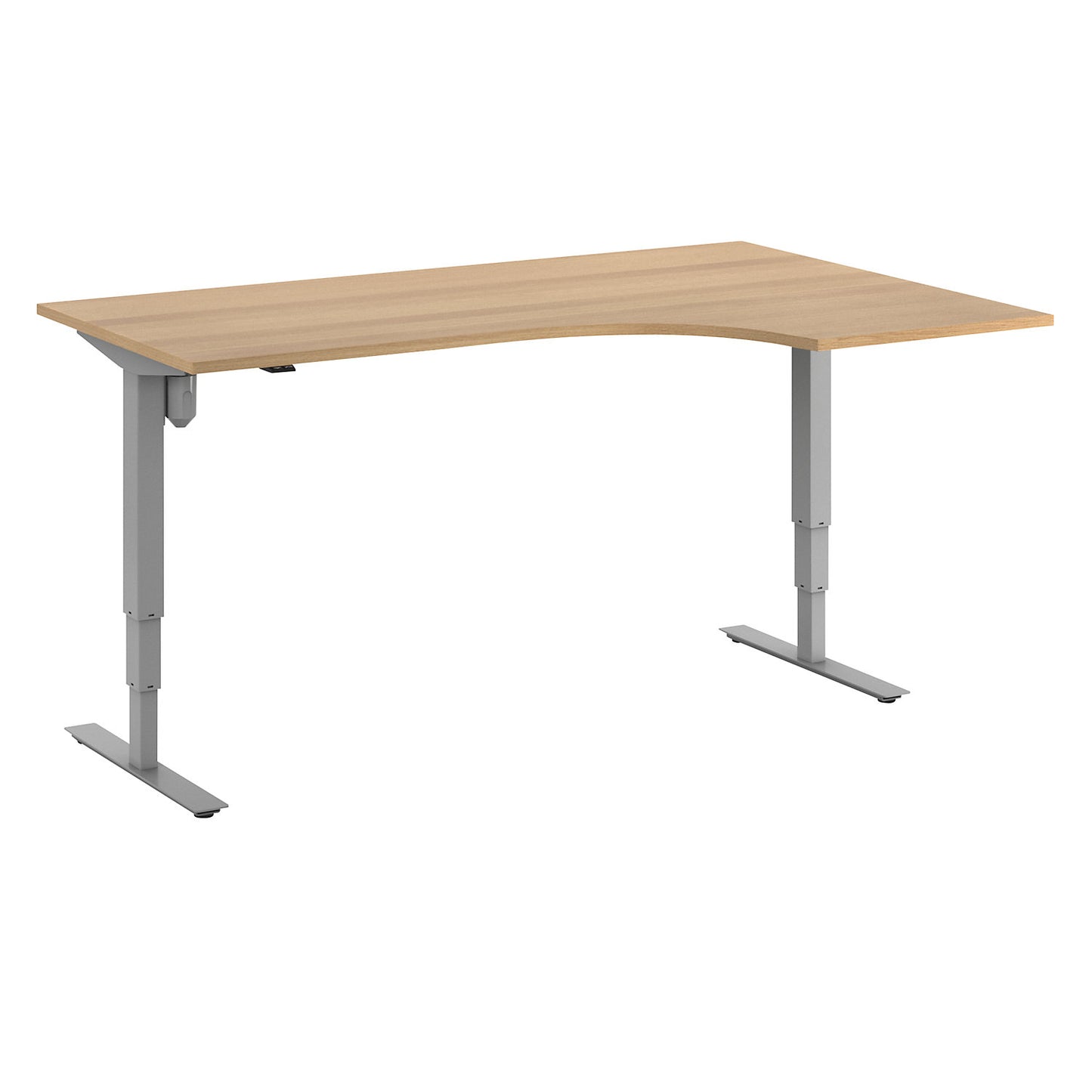 Atlanta desk, electrically height adjustable, corner, WxD 1800 x 1200 mm, beech/silver, right.