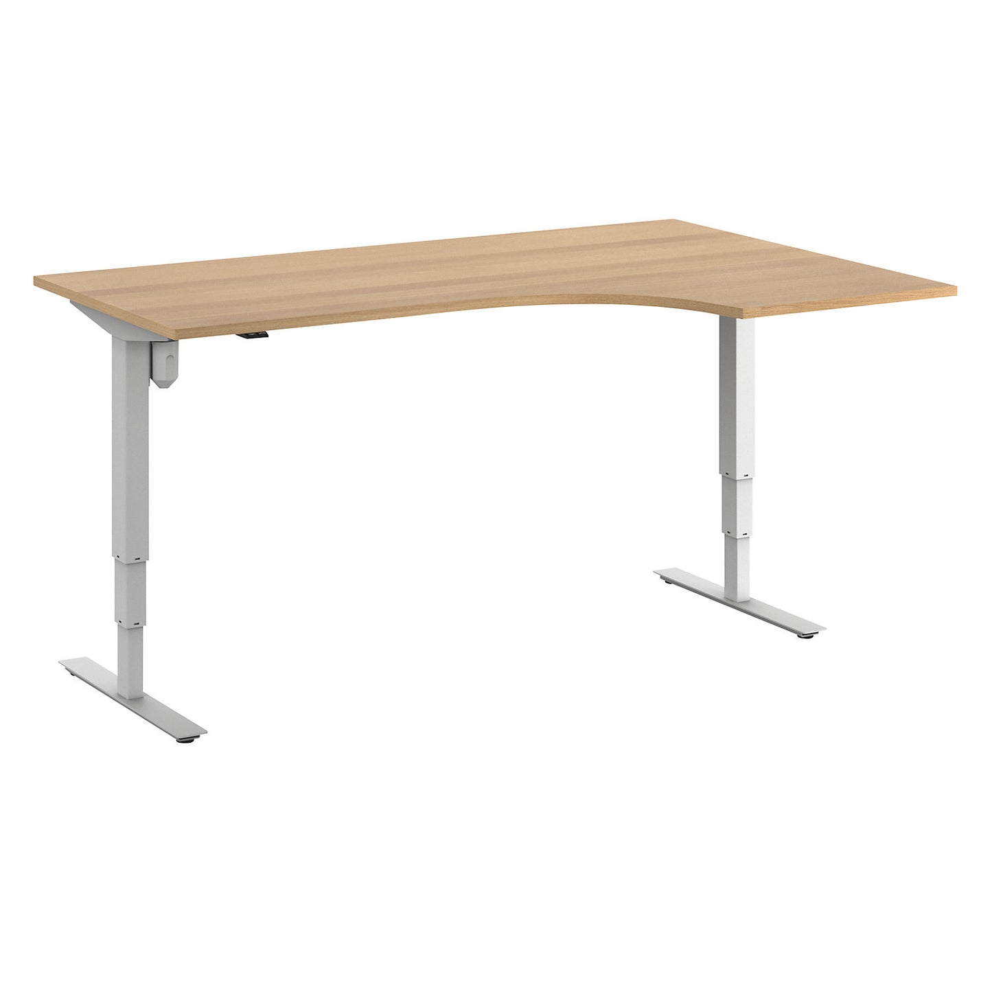 Atlanta desk, electrically height adjustable, corner, WxD 1800 x 1200 mm, beech/white, right.