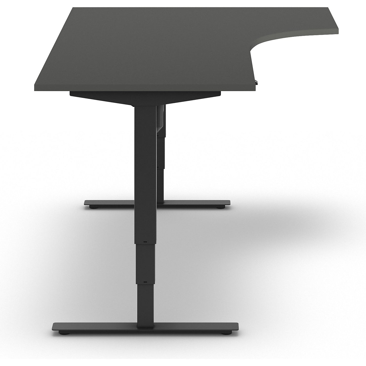 Atlanta desk, electrically height adjustable, corner, WxD 1800 x 1200 mm, dark grey/black, right.
