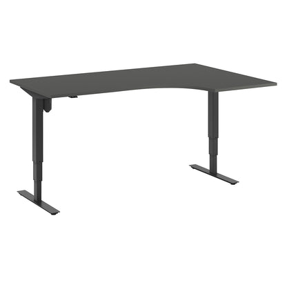 Atlanta desk, electrically height adjustable, corner, WxD 1800 x 1200 mm, dark grey/black, right.