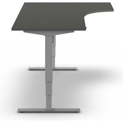 Atlanta desk, electrically height adjustable, corner, WxD 1800 x 1200 mm, dark grey/silver, right.