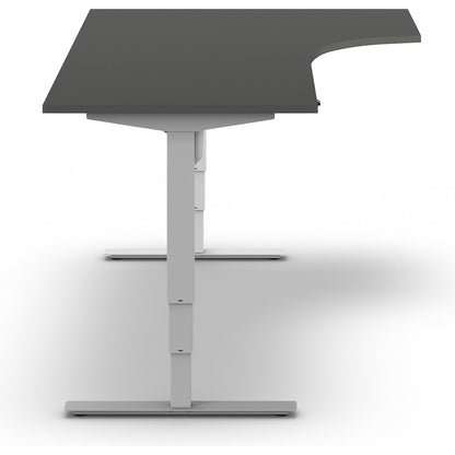 Atlanta desk, electrically height adjustable, corner, WxD 1800 x 1200 mm, dark grey/white, right.