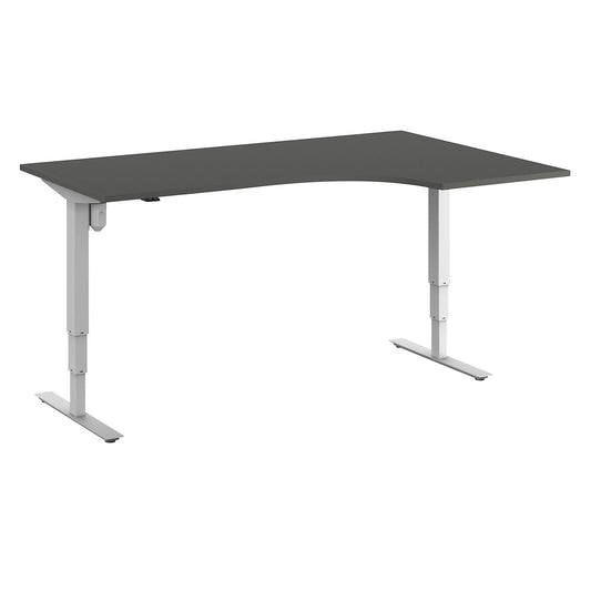 Atlanta desk, electrically height adjustable, corner, WxD 1800 x 1200 mm, dark grey/white, right.