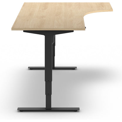 Atlanta desk, electrically height adjustable, corner, WxD 1800 x 1200 mm, oak/black, right.