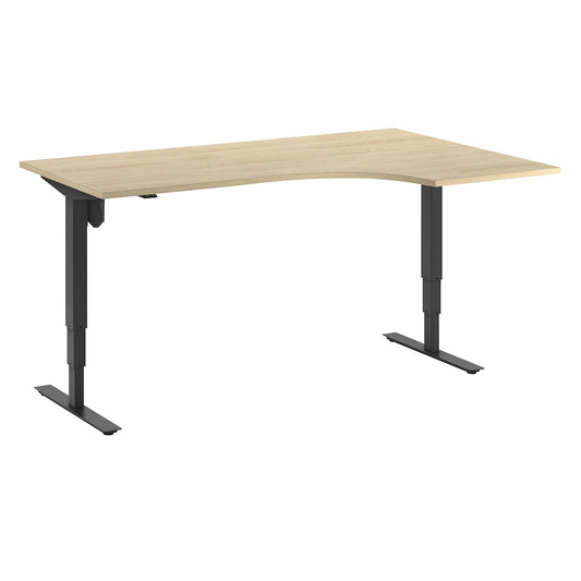 Atlanta desk, electrically height adjustable, corner, WxD 1800 x 1200 mm, oak/black, right.