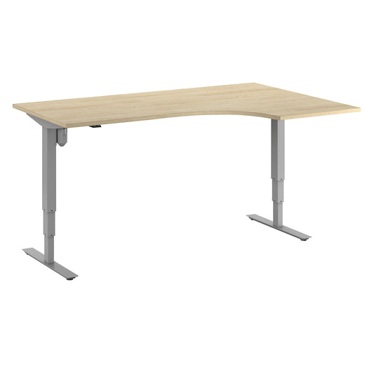 Atlanta desk, electrically height adjustable, corner, WxD 1800 x 1200 mm, oak/silver, right.