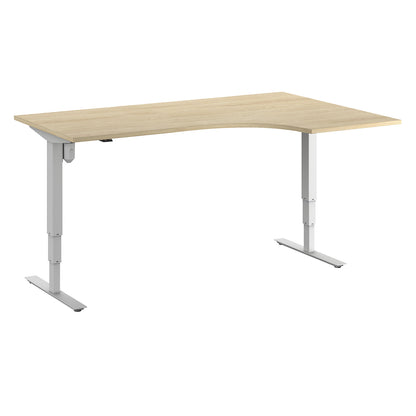Atlanta desk, electrically height adjustable, corner, WxD 1800 x 1200 mm, oak/white, right.
