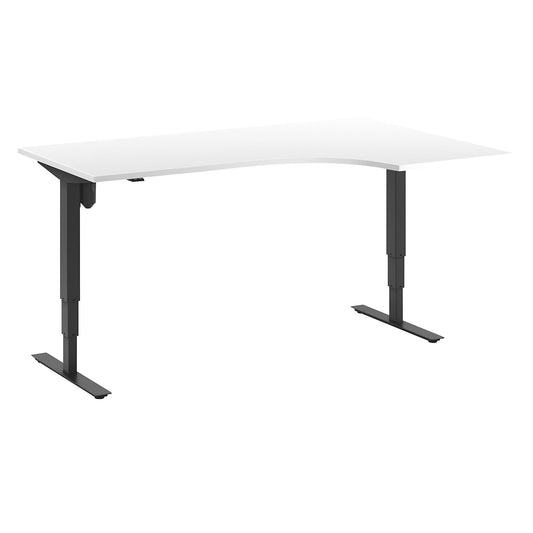 Atlanta desk, electrically height adjustable, corner, WxD 1800 x 1200 mm, white/black, right.