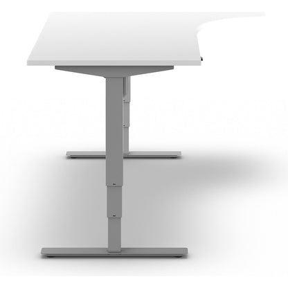 Atlanta desk, electrically height adjustable, corner, WxD 1800 x 1200 mm, white/silver, right.