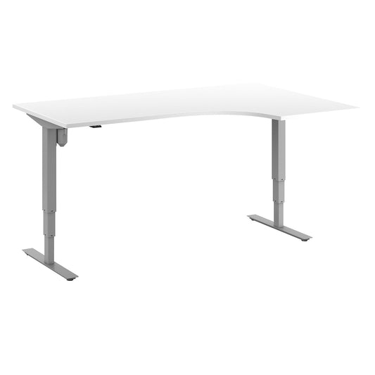 Atlanta desk, electrically height adjustable, corner, WxD 1800 x 1200 mm, white/silver, right.