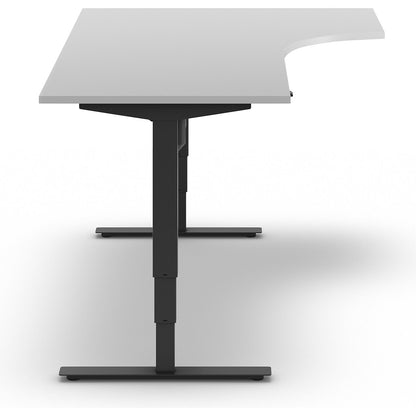 Atlanta desk, electrically height adjustable, corner, WxD 1800 x 1200 mm, light grey/black, right.