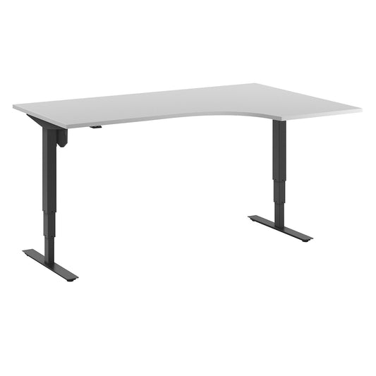 Atlanta desk, electrically height adjustable, corner, WxD 1800 x 1200 mm, light grey/black, right.
