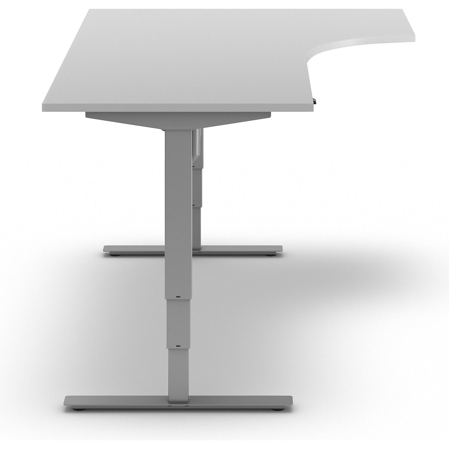 Atlanta desk, electrically height adjustable, corner, WxD 1800 x 1200 mm, light grey/silver, right.