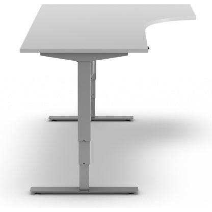 Atlanta desk, electrically height adjustable, corner, WxD 1800 x 1200 mm, light grey/silver, right.