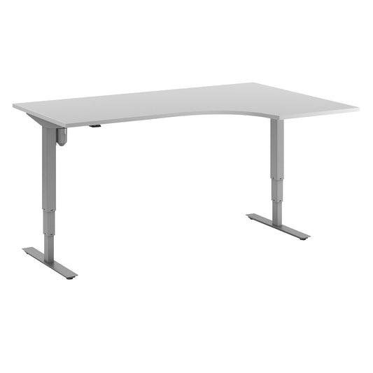 Atlanta desk, electrically height adjustable, corner, WxD 1800 x 1200 mm, light grey/silver, right.