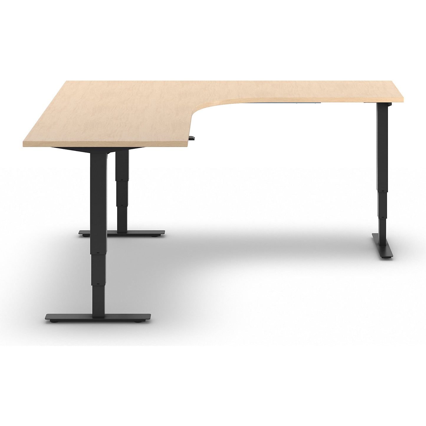 Atlanta desk, electrically height adjustable, L-shaped, WxD 1800 x 2000 mm, birch/black, right.
