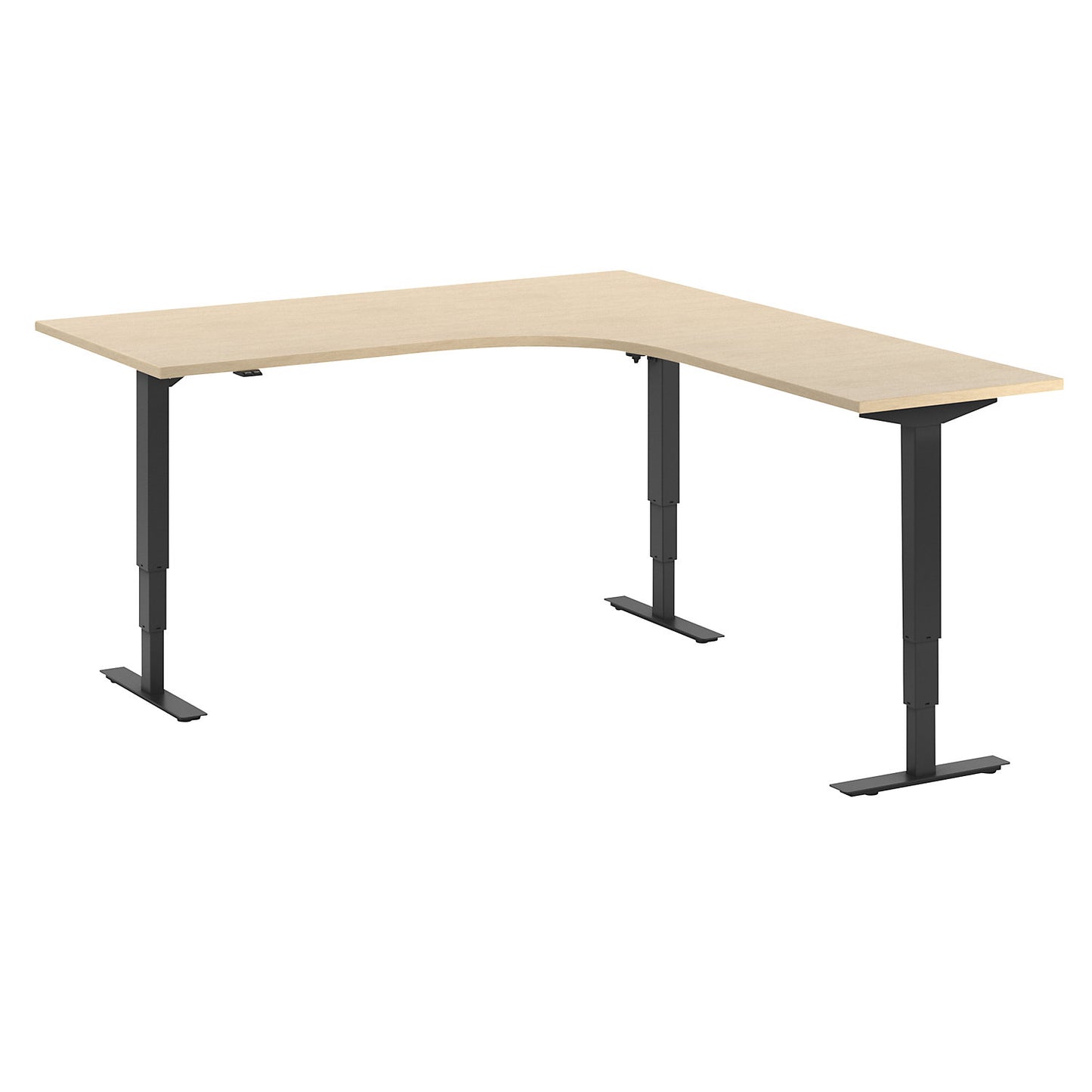 Atlanta desk, electrically height adjustable, L-shaped, WxD 1800 x 2000 mm, birch/black, right.