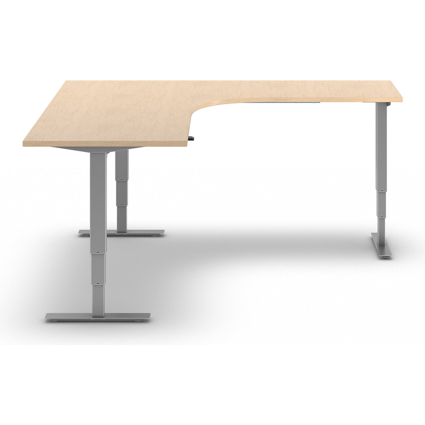 Atlanta desk, electrically height adjustable, L-shaped, WxD 1800 x 2000 mm, birch/silver, right.