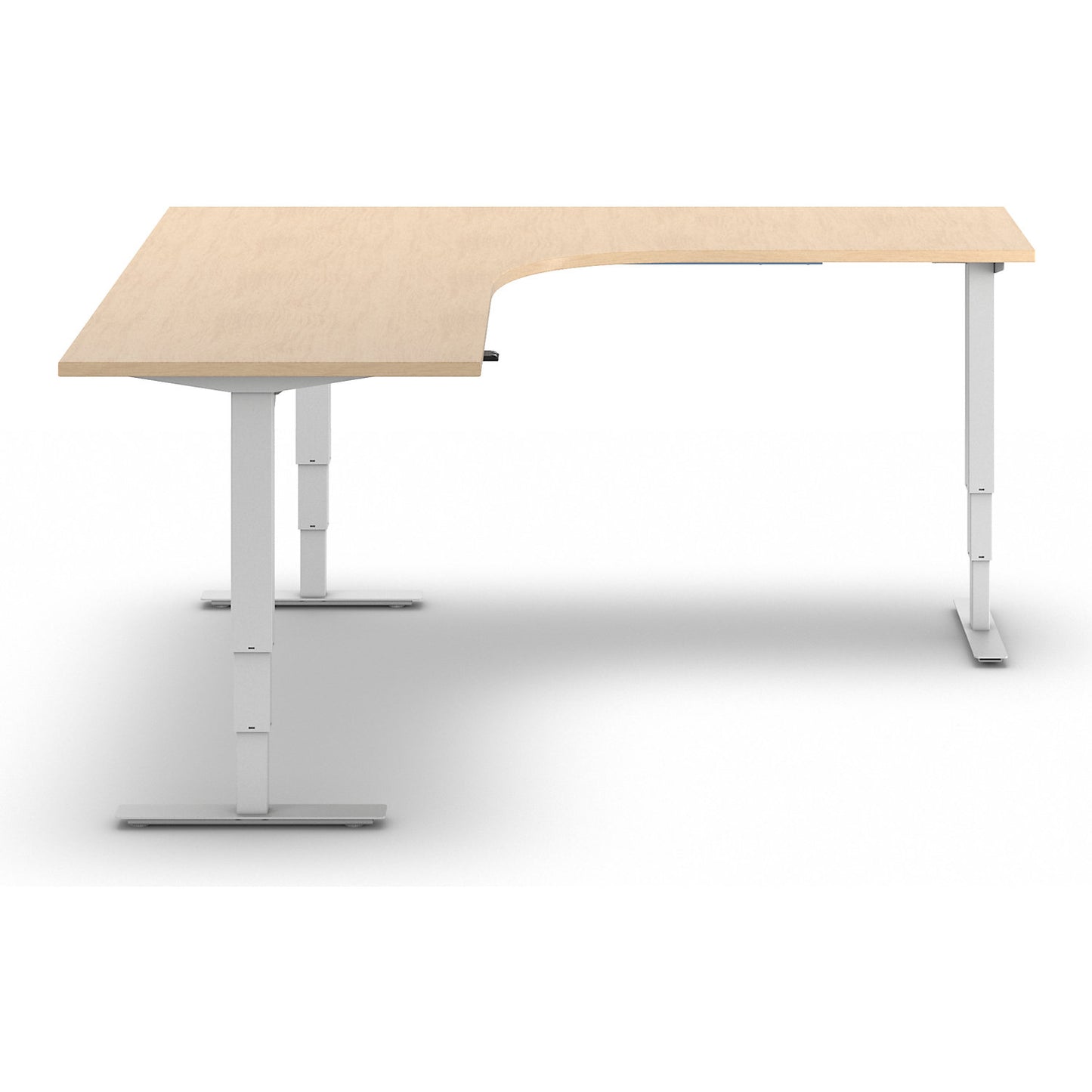Atlanta desk, electrically height adjustable, L-shaped, WxD 1800 x 2000 mm, birch/white, right.