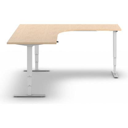 Atlanta desk, electrically height adjustable, L-shaped, WxD 1800 x 2000 mm, birch/white, right.