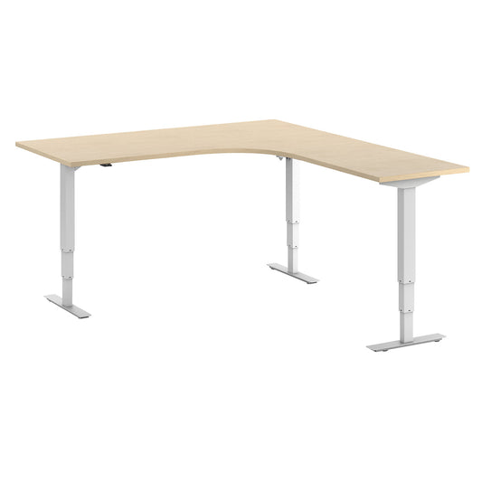 Atlanta desk, electrically height adjustable, L-shaped, WxD 1800 x 2000 mm, birch/white, right.