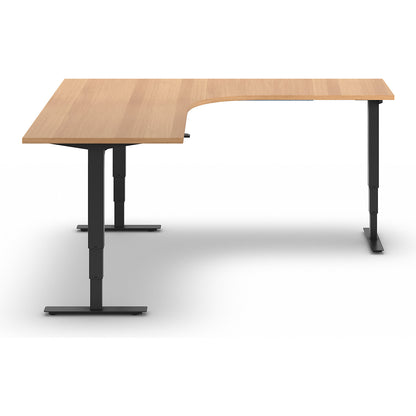 Atlanta desk, electrically height adjustable, L-shaped, WxD 1800 x 2000 mm, beech/black, right.