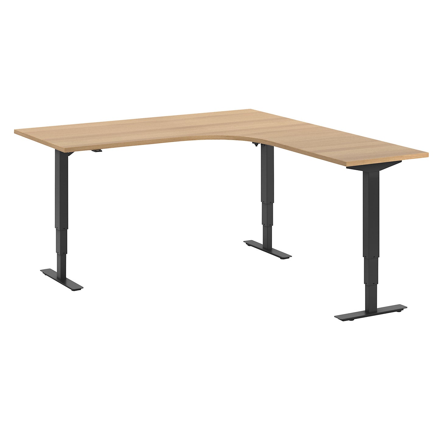 Atlanta desk, electrically height adjustable, L-shaped, WxD 1800 x 2000 mm, beech/black, right.