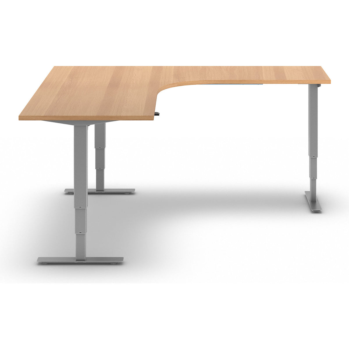 Atlanta desk, electrically height adjustable, L-shaped, WxD 1800 x 2000 mm, beech/silver, right.
