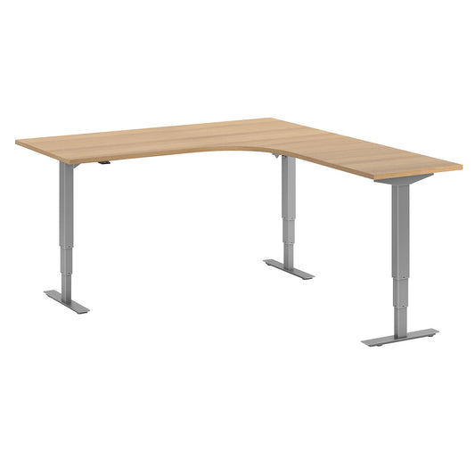 Atlanta desk, electrically height adjustable, L-shaped, WxD 1800 x 2000 mm, beech/silver, right.