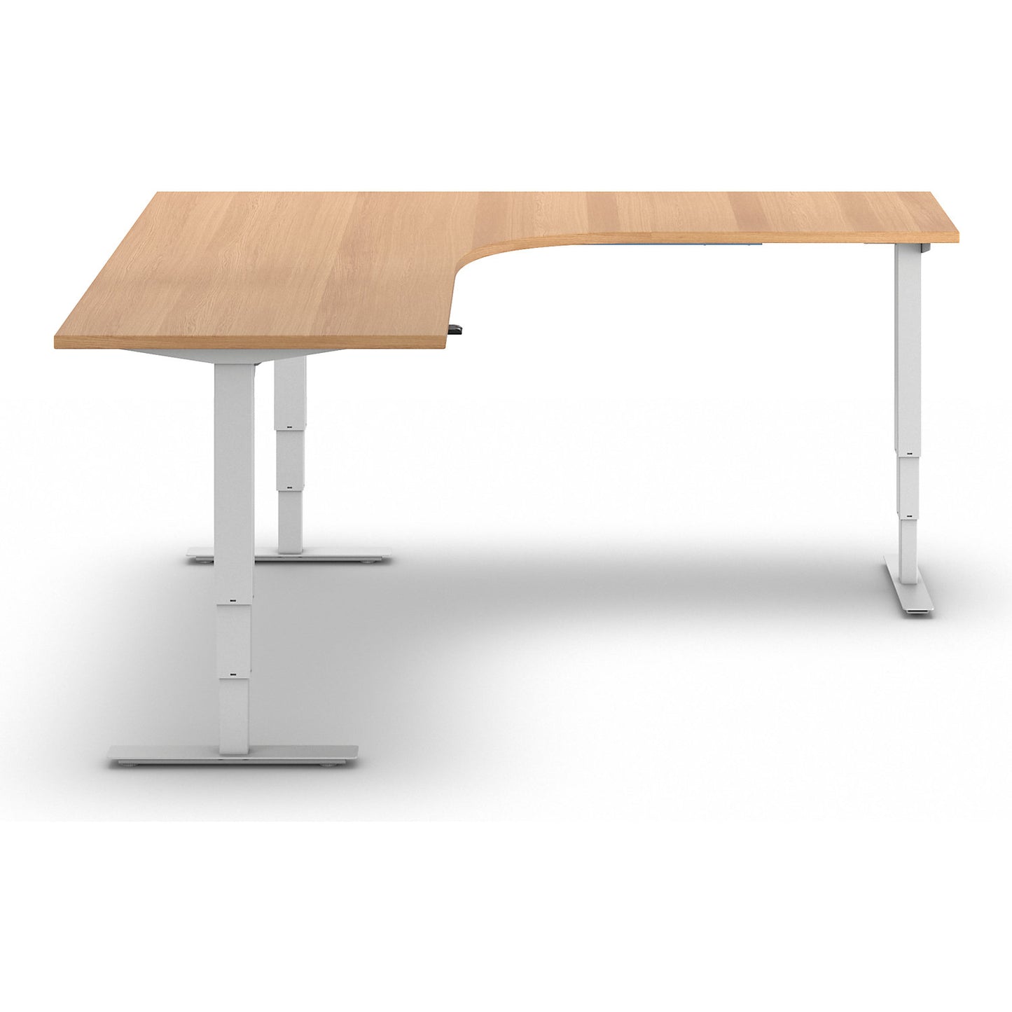 Atlanta desk, electrically height adjustable, L-shaped, WxD 1800 x 2000 mm, beech/white, right.