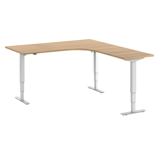 Atlanta desk, electrically height adjustable, L-shaped, WxD 1800 x 2000 mm, beech/white, right.