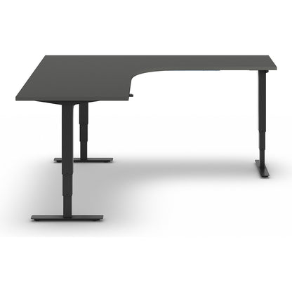Atlanta desk, electrically height adjustable, L-shaped, WxD 1800 x 2000 mm, dark grey/black, right.
