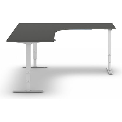 Atlanta desk, electrically height adjustable, L-shaped, WxD 1800 x 2000 mm, dark grey/white, right.