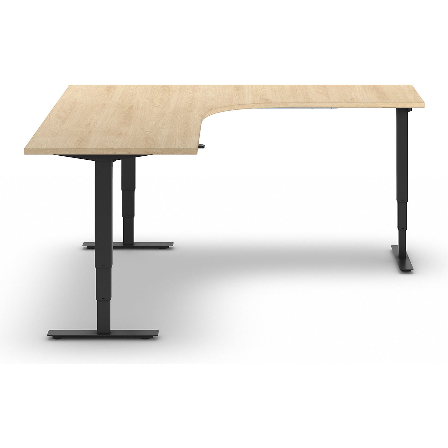 Atlanta desk, electrically height adjustable, L-shaped, WxD 1800 x 2000 mm, oak/black, right.