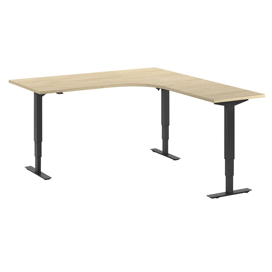 Atlanta desk, electrically height adjustable, L-shaped, WxD 1800 x 2000 mm, oak/black, right.