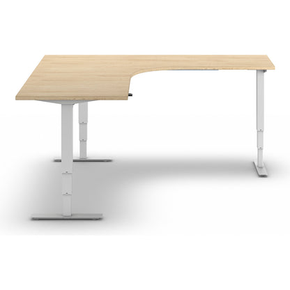 Atlanta desk, electrically height adjustable, L-shaped, WxD 1800 x 2000 mm, oak/white, right.