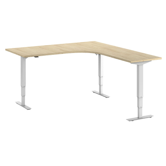 Atlanta desk, electrically height adjustable, L-shaped, WxD 1800 x 2000 mm, oak/white, right.