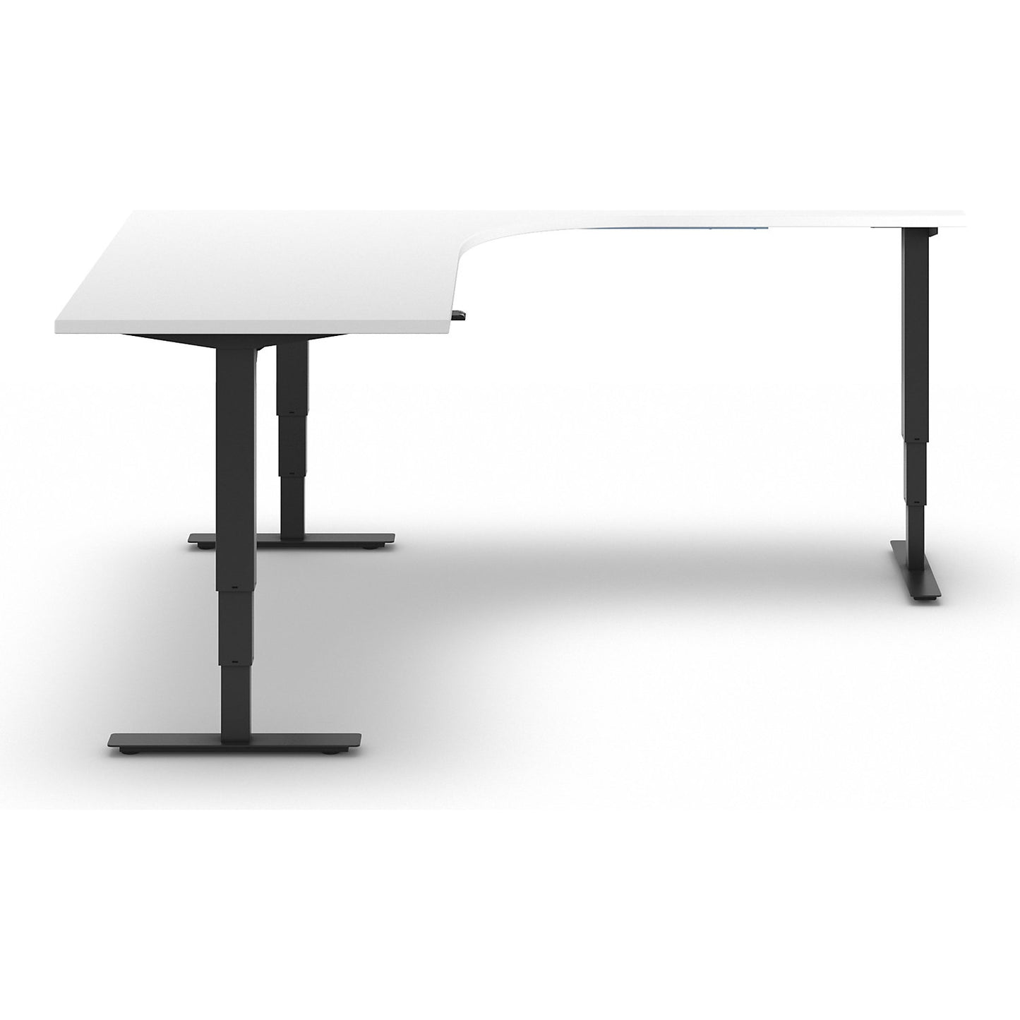 Atlanta desk, electrically height adjustable, L-shaped, WxD 1800 x 2000 mm, white/black, right.