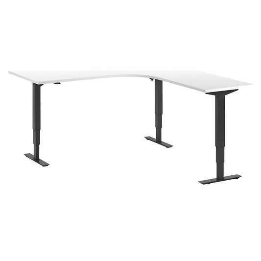 Atlanta desk, electrically height adjustable, L-shaped, WxD 1800 x 2000 mm, white/black, right.