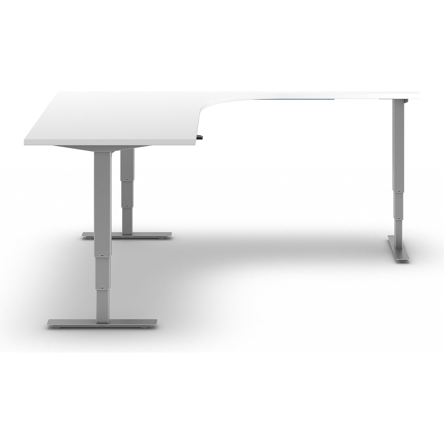Atlanta desk, electrically height adjustable, L-shaped, WxD 1800 x 2000 mm, white/silver, right.