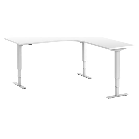 Atlanta desk, electrically height adjustable, L-shaped, WxD 1800 x 2000 mm, white/white, right.