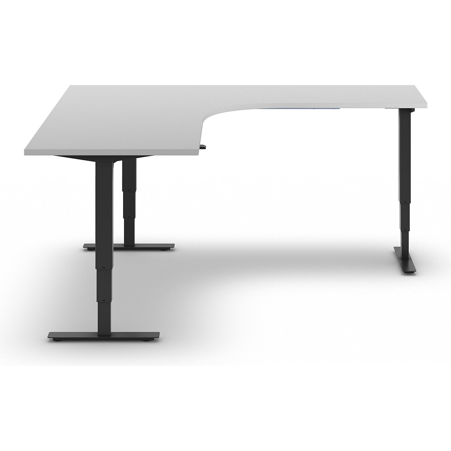 Atlanta desk, electrically height adjustable, L-shaped, WxD 1800 x 2000 mm, light grey/black, right.